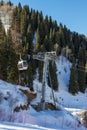 Cabin lift from support at a ski resort