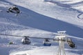 Cabin lift in Val Thorens resort on sunny day Royalty Free Stock Photo