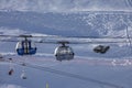 Cabin lift in Val Thorens resort on sunny day Royalty Free Stock Photo