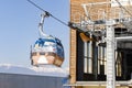 Cabin lifts at a ski resort out of gondola station