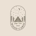 cabin line art logo, icon and symbol, with emblem vector illustration design Royalty Free Stock Photo