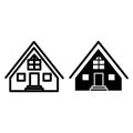 Cabin line and glyph icon. Hut vector illustration isolated on white. Gable roof cottage outline style design, designed Royalty Free Stock Photo