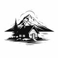 Minimalist Black And White Mountain House Logo Design