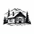 Simple Cabin Lodge Vector Art - Classic Tattoo Motif Style