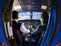 The cabin of the old passenger plane with pilots Royalty Free Stock Photo
