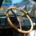 Cabin of a retro damaged truck