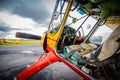 The cabin of small prop plane. Airplane ready for take off Royalty Free Stock Photo