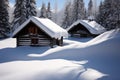 Cabin in the snow A wooden hut in a winter wonderland Royalty Free Stock Photo