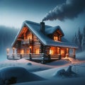 Cabin in the Snowy Enclave: Chimney Smoke Signals Coziness