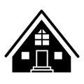 Cabin solid icon. Hut vector illustration isolated on white. Gable roof cottage glyph style design, designed for web and Royalty Free Stock Photo
