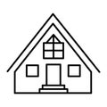 Cabin thin line icon. Hut vector illustration isolated on white. Gable roof cottage outline style design, designed for Royalty Free Stock Photo