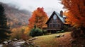 A cabin tucked away in the mountains.