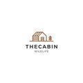 Cabin wooden house line logo