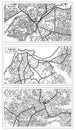 Cabinda, Lubango and Huambo Angola City Map Set in Black and White Color in Retro Style Isolated on White