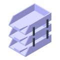 Cabinet case paper tray icon isometric vector. Letter inbox unit