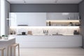 wood white design house interior kitchen nobody home contemporary modern apartment. Generative AI. Royalty Free Stock Photo