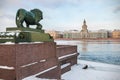 Cabinet of Curiosities in St. Petersburg at dawn in winter Royalty Free Stock Photo