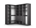 Cabinet of dark wood, closet compartment. Royalty Free Stock Photo