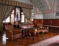 Cabinet inside castle of Lubomirski in Lancut. Poland