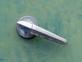 close up single corroded silver handle steel knob Royalty Free Stock Photo
