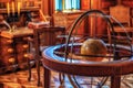 Cabinet of a scientist, antique wooden interior Royalty Free Stock Photo