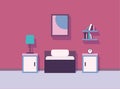 Minimalism flat pink bedroom Royalty Free Stock Photo