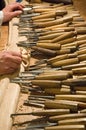 Cabinetmaker with his tools Royalty Free Stock Photo