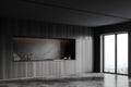 Cabinets in black marble kitchen corner Royalty Free Stock Photo