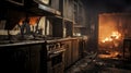 cabinets blurred fire damage interior Royalty Free Stock Photo