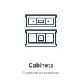 Cabinets outline vector icon. Thin line black cabinets icon, flat vector simple element illustration from editable furniture and Royalty Free Stock Photo