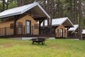 Cabins and Camping Tents Near Lake in Rural East Texas Royalty Free Stock Photo