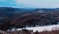 Cabins on a Frozen Lake in the Adirondacks