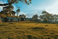 A cabin with against a blue sky Royalty Free Stock Photo