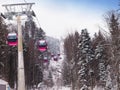 A cablaway with cable cars