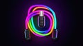 cable accesoires wallpaper, colored neon light wires, ai generated image