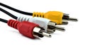 Cable. Audio video cable RCA jack  on white Royalty Free Stock Photo