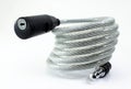 Cable bike lock on white Royalty Free Stock Photo