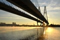 Cable-braced bridge across the river Neva Royalty Free Stock Photo