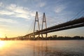 Cable-braced bridge across the river Neva Royalty Free Stock Photo