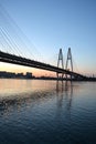 Cable-braced bridge across the river Neva Royalty Free Stock Photo