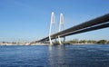 Cable-braced bridge in St.Petersburg. Royalty Free Stock Photo