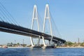 Cable-braced bridge in St.Petersburg. Royalty Free Stock Photo