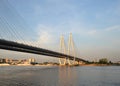 Cable-braced bridge in St.Petersburg. Royalty Free Stock Photo