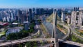 Famous Cable Bridge At Downtown Sao Paulo Brazil. Royalty Free Stock Photo