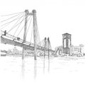 Cable bridge in Krasnoyarsk black and white