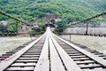 Cable bridge over river Royalty Free Stock Photo