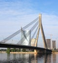 Cable bridge and Daugava river, Riga - Latvia