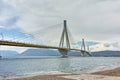 The cable bridge between Rio and Antirrio, Patra, Greece Royalty Free Stock Photo