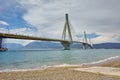 The cable bridge between Rio and Antirrio, Patra, Greece Royalty Free Stock Photo