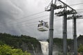 Cable Cabin above Montmorency Falls from Quebec Province in Canada Royalty Free Stock Photo